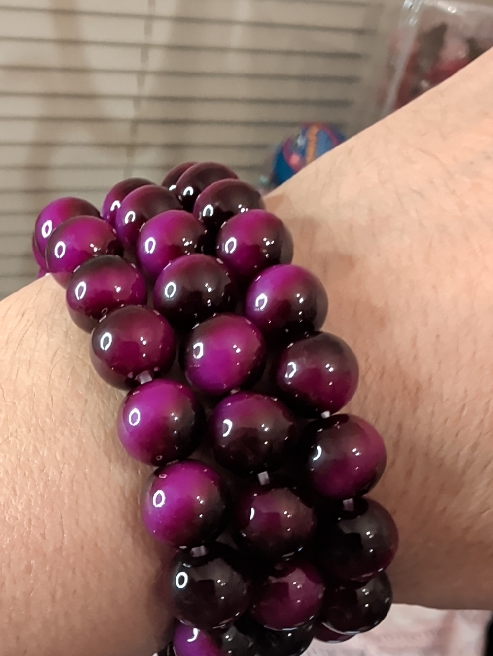 3 Purple Bead Stretch Bracelet Set - Women Jewelry